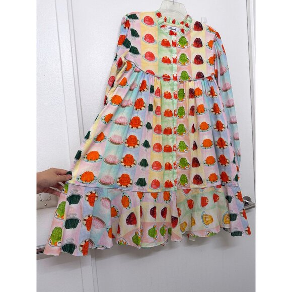 Rachel Antonoff Jello Stripe Print Drew Shirt Dress Rainbow Jelly Mold Belt L - Picture 8 of 16